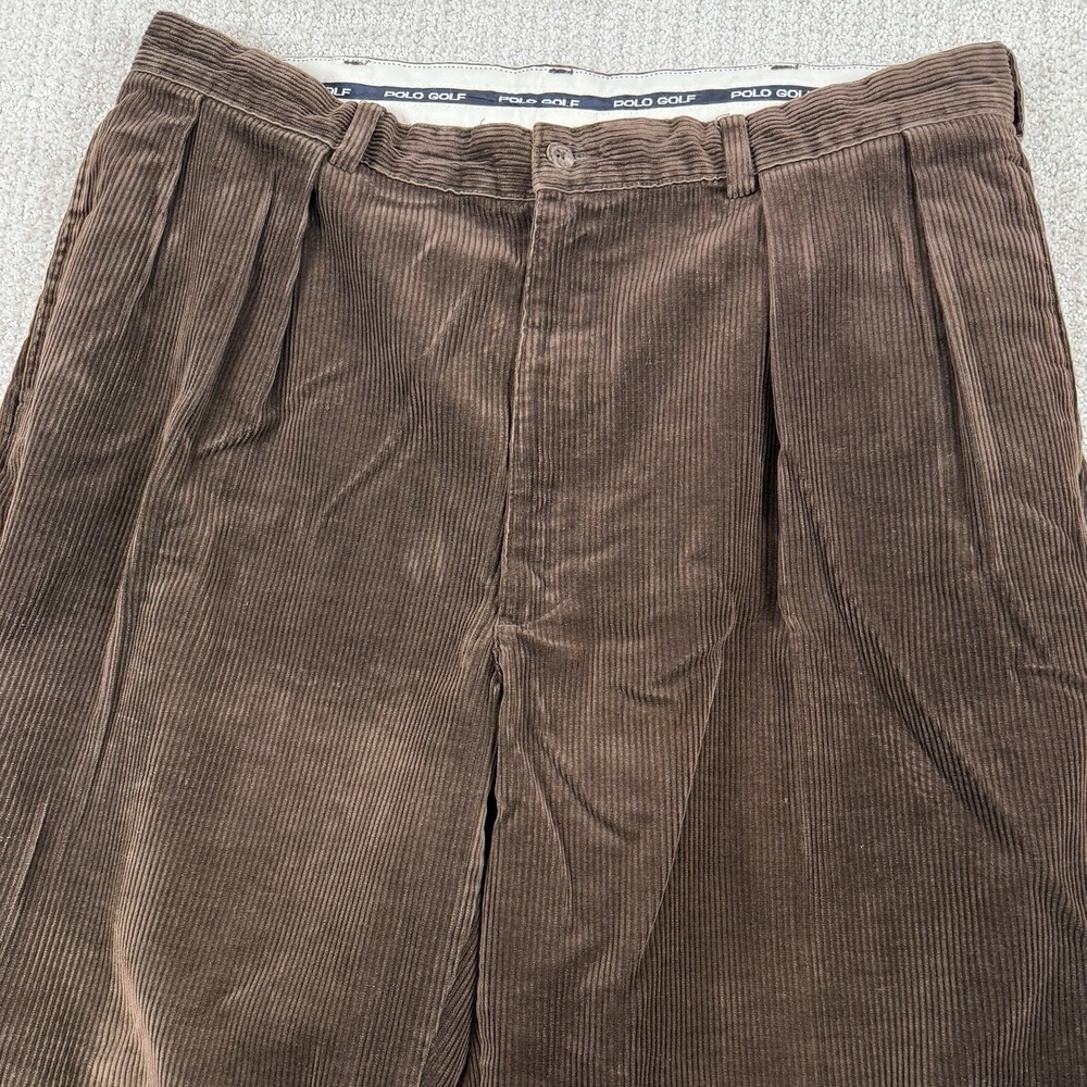 Polo Golf Ralph Lauren Men's 38x30 (Actual 36x30) Brown Pleated Corduroy Pants